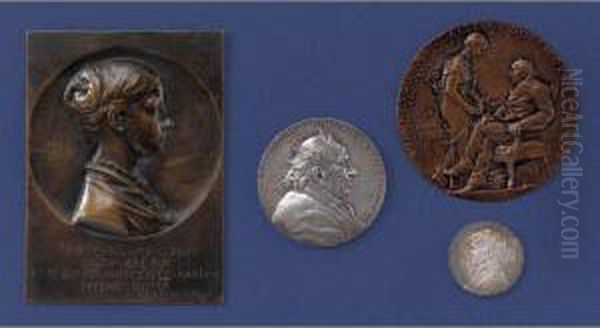 Marie Augustus Roty; Michel Eugene Chevreul (french, 1786-1889); Marie Laurent (french, B. 1826): Three Medals And One Plaquette - view 1