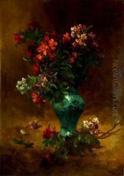 Bouquet Au Vase De Porcelaine Bleu - view 1