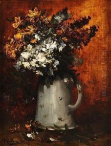 Bouquet De Fleurs Dans Un Pichet by Alfred Rouby
