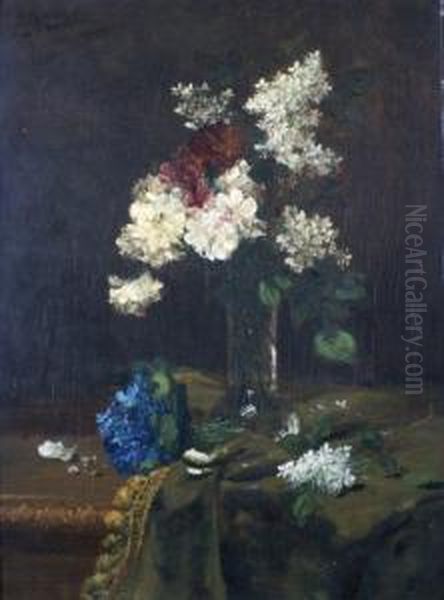Vase De Lilas Et D'oeillets - view 1