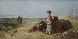 Kustenlandschaft Mit Fischerfrauen by A. Roueff
