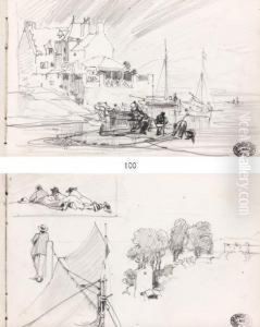 Marine, 
Calvaire, 
Paysage Et Divers Carnet De Dessins by Gaston-Marie-Anatole Roullet