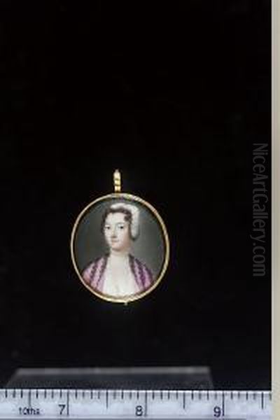 A Lady, Possibly Elizabeth, Countess Of Glasgow (d.1791), Wearing Pink Coat-dress Trimmed With Stripes Of Black Lace, Over White Underdress, Pearl Choker And White Kerchief In Her Hair Trimmed With Pearls, Black Lace And Ermine - view 1