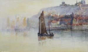 A View Of Whitby Harbour by Frank Rousse
