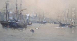 Sailing Vesselsanchored In Devonport Harbour by Frank Rousse