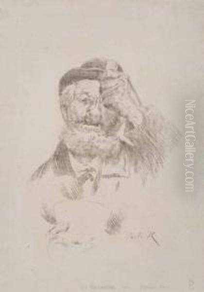 A Bearded Man Eating Soup - view 1