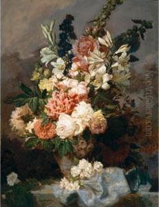 Vase De Fleurs by Leon Rousseau
