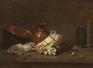 Still Life With Bunches Of White Asparagus by Philippe Rousseau