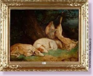Le Repos Des Chiens Apres La Chasse by Philippe Rousseau