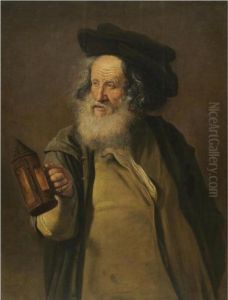 Diogenes Brandishing A Lantern by Jacques des Rousseaux