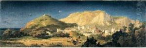 Chasseurs Dans Un Paysage D'italie by Alphonse Roussel