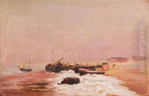 Bateaux Sur La Plage Enneigee
