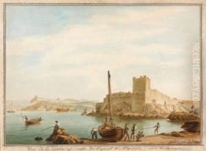 Vue De La Tierce Et Sortie Du Lazaret De Marseille, Prise De La Mer by Antoine Ii Roux