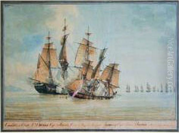 Combat De La Corvette Le Decius (capitaine Jenez) Contre La Fregate Anglaise Lapwing (capitaine Robert Barton) Qui Se Deroula Le 26.11.1796 - view 1