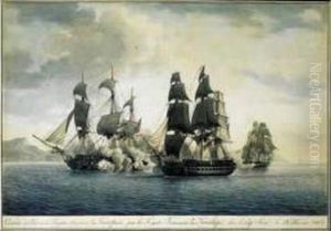 Combat Et Prise De La Fregate Anglaise La Proserpine, Par La Fregate Francaise La Penelope Sur Le Cap Sicie Le 28 Fevrier 1809.