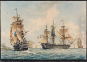 Vaisseau De 130 Canons En Panne by Francois Geoffroy Roux