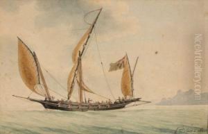 Navire De Guerre A Voiles Latines by Francois Geoffroy Roux