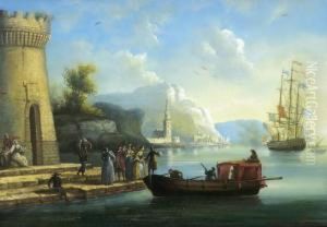 Mittelmeerhafen Mit Figurenstaffage Mittelmeerhafen Mit Figurenstaffage