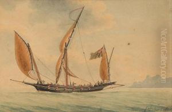 An Armed Xebec Sailing Off A Headland - view 1