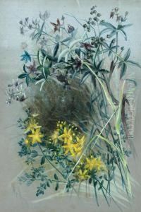 Floral Spray With Spider Web by Marian Ellis Rowan