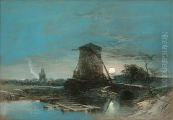 Moonlit Dutch Landscape - view 1