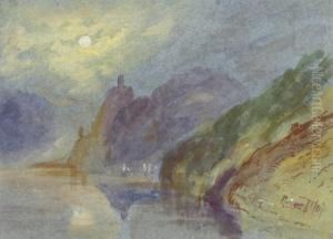A Castle On A Rocky Promontory By Moonlight A Castle On A Rocky Promontory By Moonlight