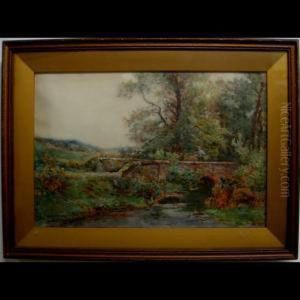 Figure Crossing Stone Bridge by Sidney Grant Rowe