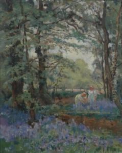 Picking Bluebells. by Sidney Grant Rowe