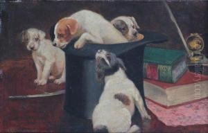 Puppies And Top Hat by George Derville Rowlandson