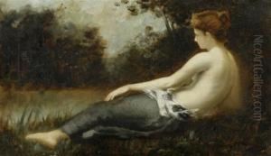 Reclining Semi-nude In A Garden by Charles Royer