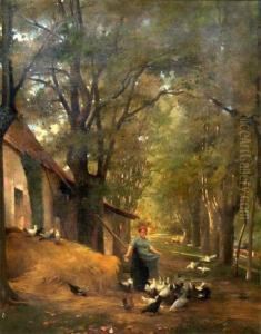 Fermiere Et Ses Poules