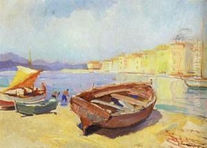 Barques A Saint Tropez by Vladimir Rozmainsky