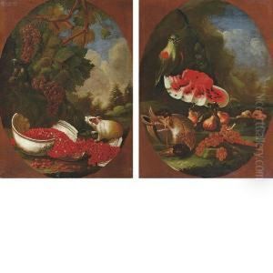 Natura Morta Con Uva, Ciotola Rotta Con Chicchi Di Melegrane Ecriceto by Felice Rubbiani