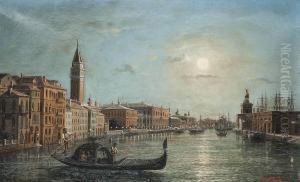 A Gondola Ride By Twilight On The Grand Canal, Venice