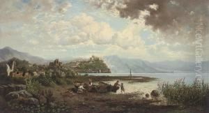 Fisherfolk Mending Nets Before A Citadel, Gorizia