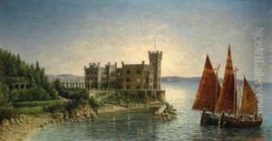Blick Auf Schlos Miramare Im Hintergrund Triest by Ludwig Rubelli Von Sturmfest