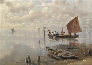 Fishermen In The Lagoon by Franz Leo Ruben