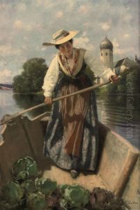 An Italian Young Lady Selling Vegetables by Franz Leo Ruben
