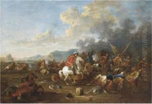 A Cavalry Skirmish by Arnold Frans Rubens