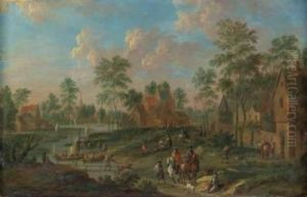 River Landscapes With Travellers In Villages - view 1