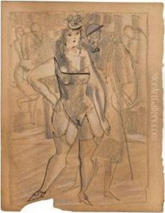 Study For A Series Of Courtesan Drawings by Konstantin Ivanovich Rudakov