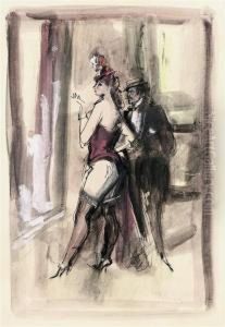 A Coquette And A Gentleman by Konstantin Ivanovich Rudakov