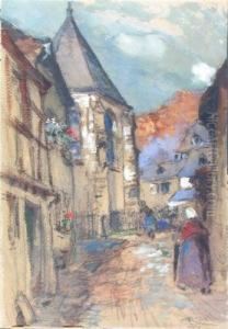 Strase In Monreal In Der Eifel Mit Chor Der PfarrkircheKreuzerhohung by Carl Rudell