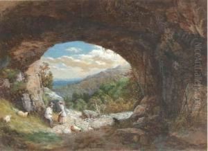 Figures At The Entrance To A Cave, An Extensive Landscape Beyond Figures At The Entrance To A Cave, An Extensive Landscape Beyond
