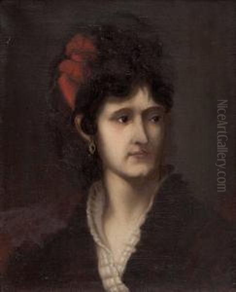 Portrait Einer Dame Mit Roter Masche Im Haar - view 1