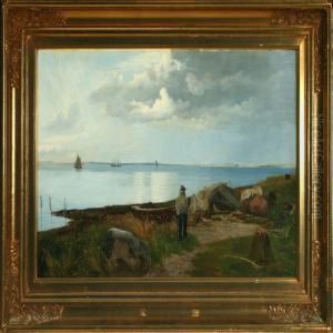 Costal Scenery With Fisherman And Sailing Ships