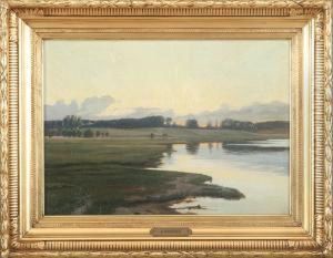 Inlet Landscape With Sunset by Albert Rudinger