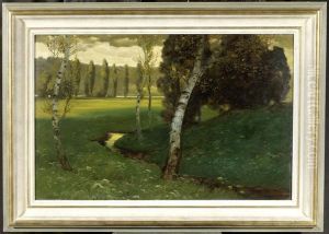 A Birch Forest With Aclearing by Eduard Rudisuhli