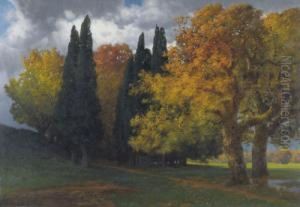 Herbstliche Allee by Hermann Rudisuhli