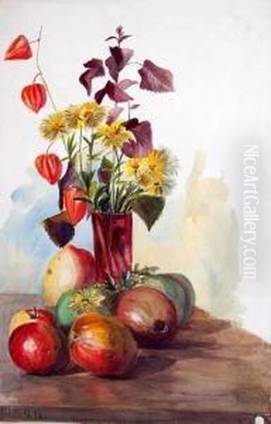 Blumenvase Und Fruchte - view 1
